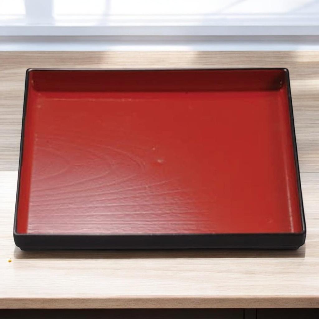 30cm Square Wood Grain Tray In Vermilion and Lacquerware Made In Japan J-kitchens (Tray) Black, Non-Slip, (ABS Resin),