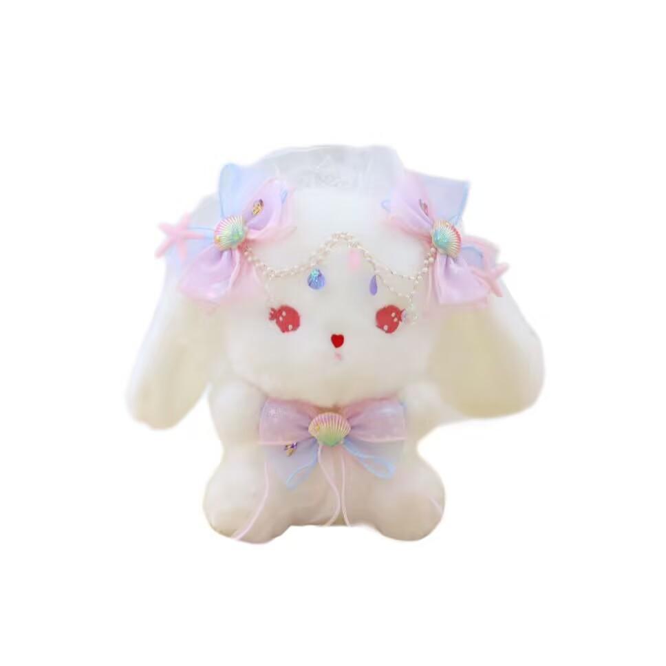 Adorable Rabbit Soft Plush Animal With Shell Ribbon For Childrens Idea Gift