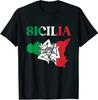 Sicilia Flag Sicily Palermo Italy Sicilian Pride TShirt 100 Cotton ONeck Summer Short Sleeve Casual Mens Tshirt Size S3XL