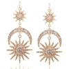 European & American Fashion Greek Goddess Rhinestone Star & Moon Retro Long Earrings for Women
