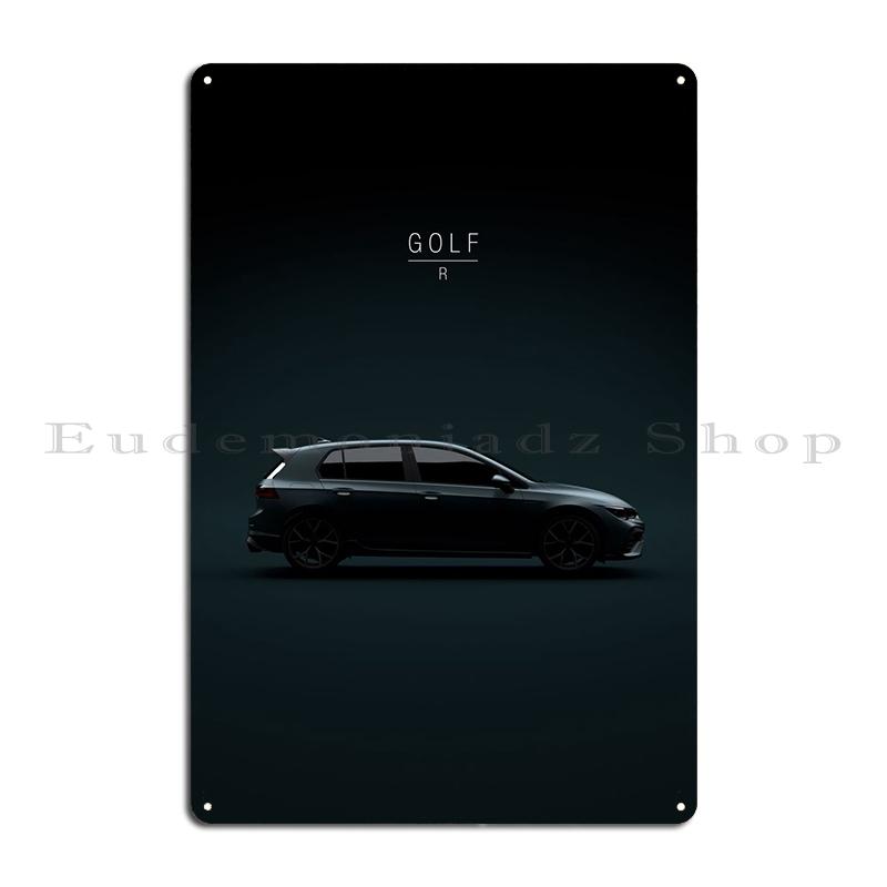 Golf 8 R 2022 Plechová plaketa, plakát s motivem kuchyně, vintage rezavý klub, plechová cedule, plakát