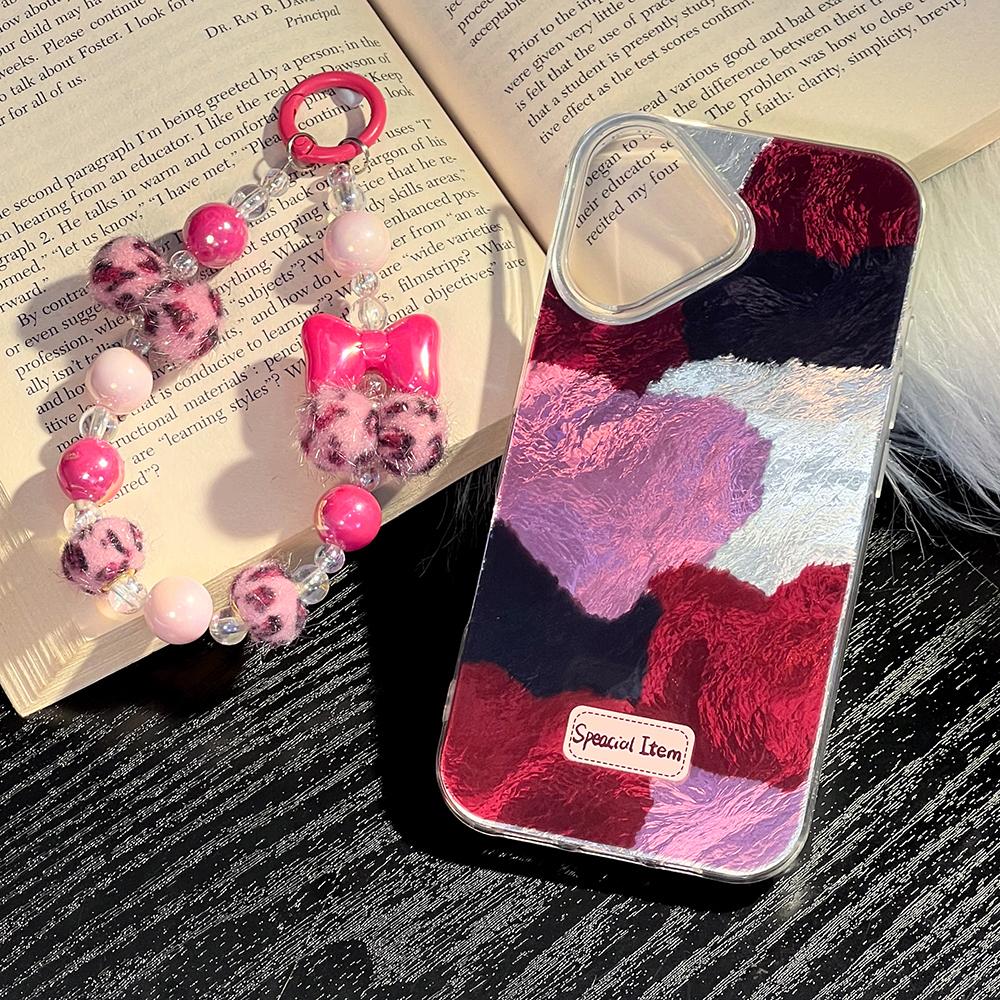 Bracelet Chain Painted Phone Case For iPhone 16 11 12 13 14 for 12 14 16 Pro 14 16 Pro Max Cute Pattern Hard Cover With Lanyard