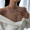 Simple Star Pendant Snake Bone Chain Necklace, Stacked Geometric Metal Chain Necklace