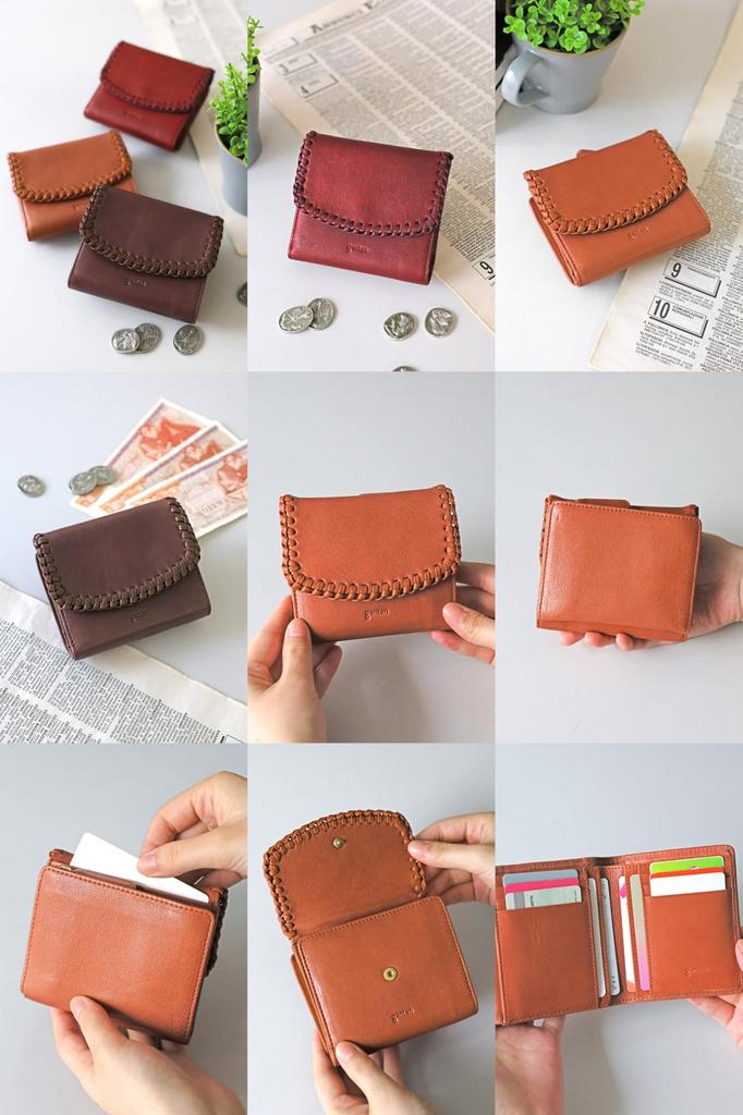 Genten Women's Bifold Wallet, Genuine Leather, Dark Brown, GE-44871-56