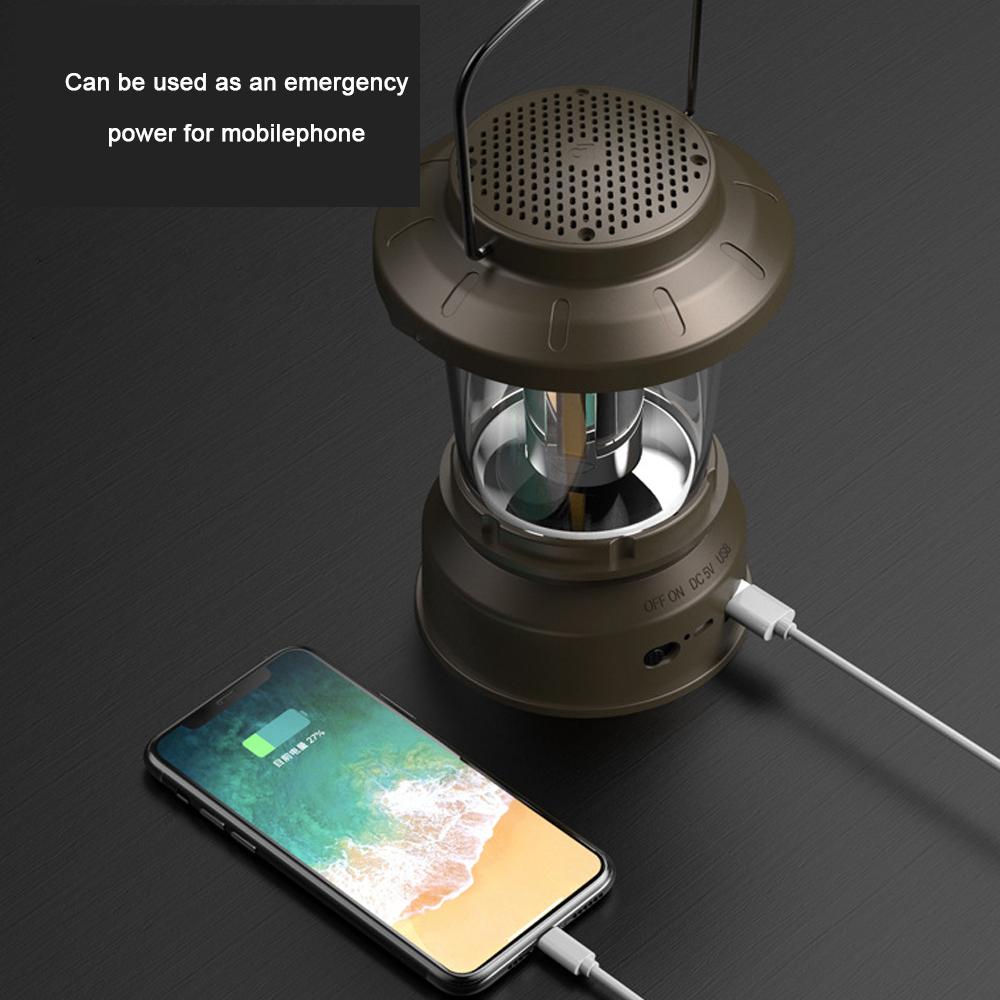 Portable Outdoor Retro Lantern Camping BT Speaker Light Tent Lamp USB Rechargeable Night Handhel