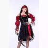 Halloween Red Pirate Captain Jack Costume Masquerade Ball Adult Female Pirates of the Caribbean Show Dress