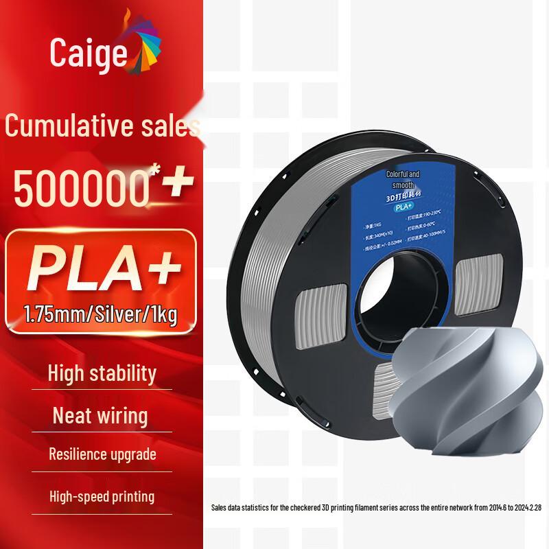 Caige 3D Printer PLA+ Filament 1.75mm CN plug (adapter included)