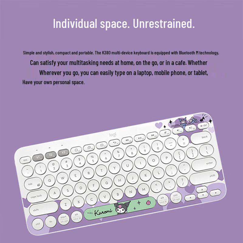 Logitech K380 Wireless Multi-Device Bluetooth Keyboard - Kuromi Special Edition