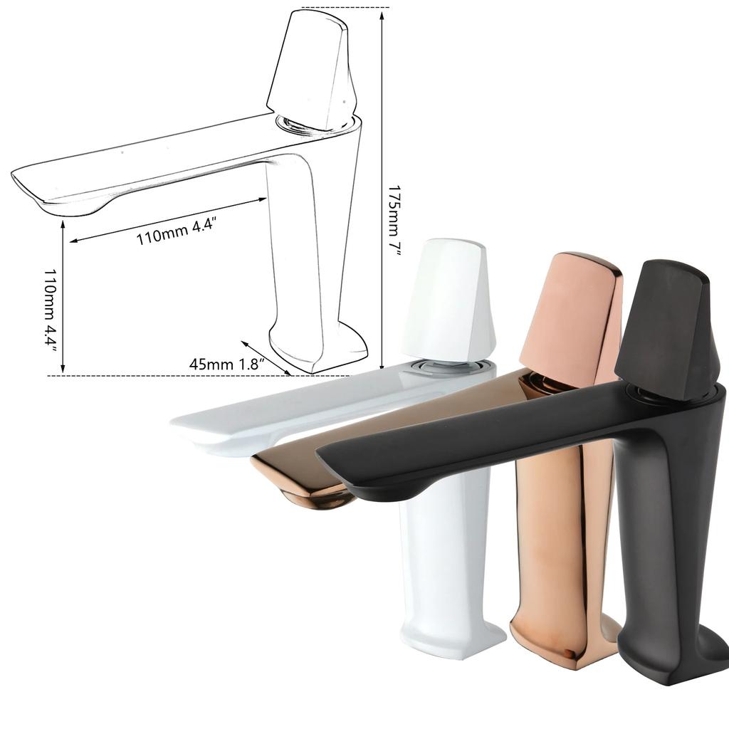KEMAIDI Rose Gold Bathroom Basin Sink Faucet Square Brass Bathroom Mixers Single Handle White Vanity Sink Mixer Faucet Basin Tap