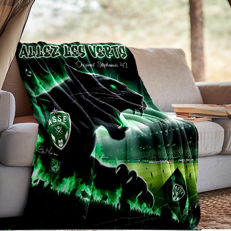 Green Saint-Etienne Football Blanket Lightweight Ideal Bedding Blanket Perfect for Travel, Living Rooms, Offices, Sofas, Fan Christmas gift