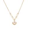 Lingyuan Korean Mother-of-Pearl Heart Necklace - Retro 18K Titanium Steel Clavicle Chain