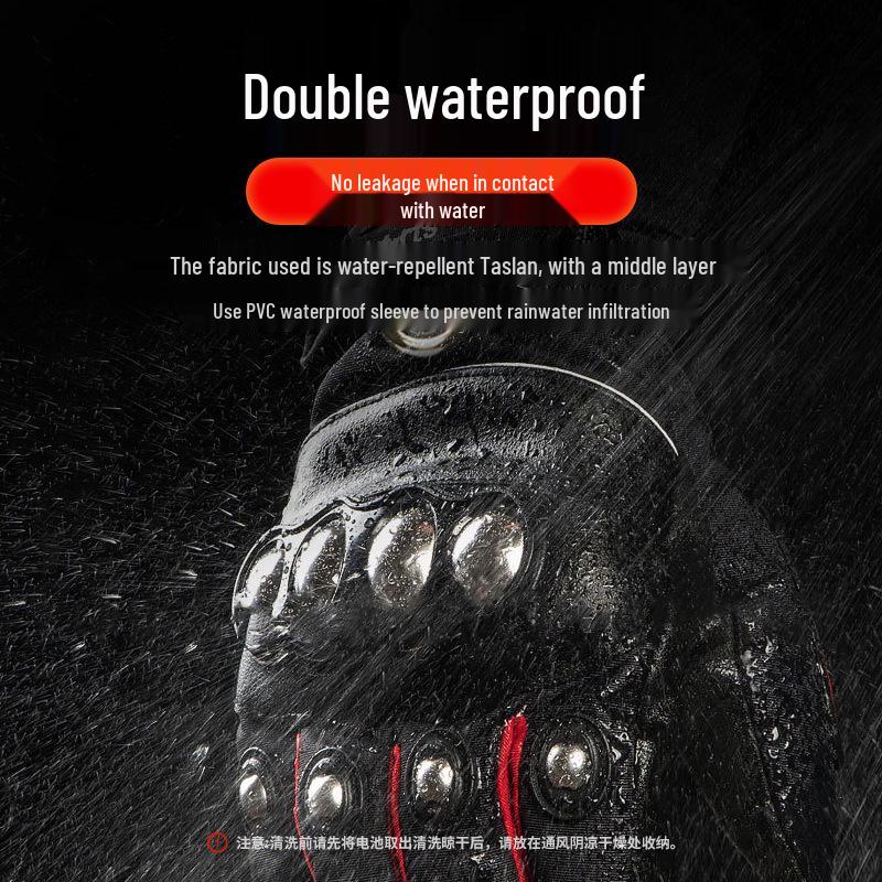 Carbon Fiber Warm Waterproof Electric Heated Motorcycle Gloves for Men & Women - Winter Touchscreen & Anti-Fall Protection