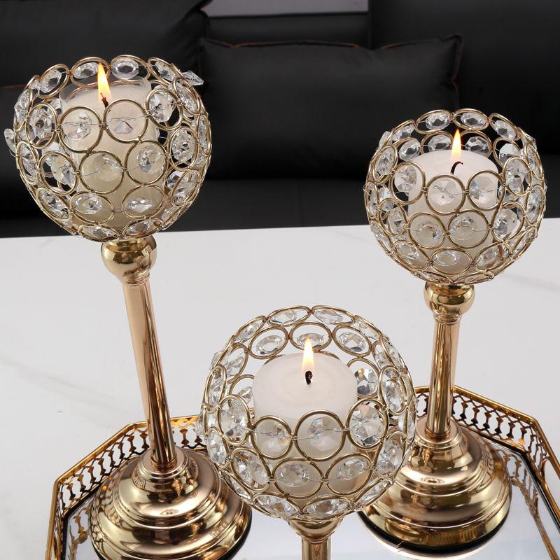 Nordic Candlestick Ornaments, Golden Light Luxury Crystal Home Living Room Table Decoration, Romantic Feather Candlestick New Product