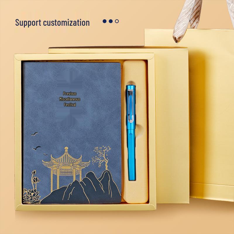 Chinese Style A5 Sheepskin Notebook Gift Set with Custom Logo