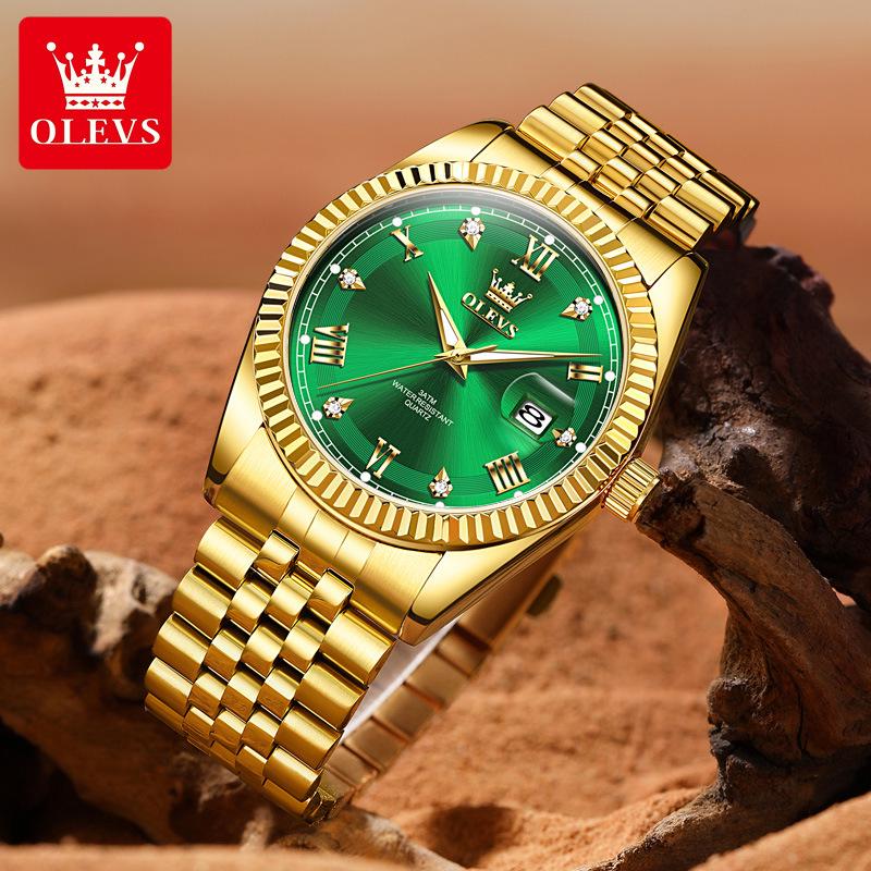 Oulishi Men's Quartz Watch: Single Calendar, Solid Band, Business Waterproof, Luminous