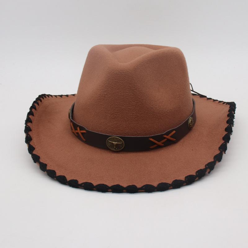 Tibetan Vacation Hemming Top Hat Men'S And Women'S Hat Cowboy Hat Simple Ethnic Style Jazz Hat