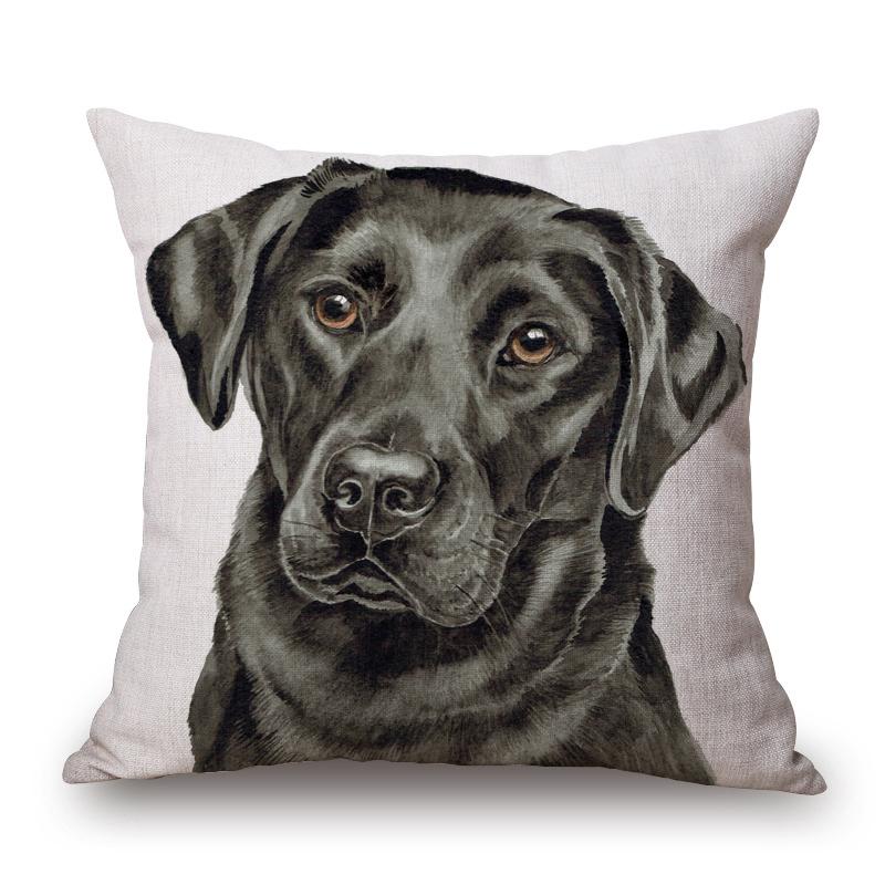 Hand Painting Dog Posters Cushion Cover Greyhound Bull Terrier Labrador Animals Portrait Pillowcase Decorative Pillows For Sofa