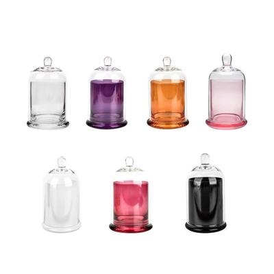 Cloche Glass Dome Candle Holder with Top Handle for Candy Nuts Aroma Stones