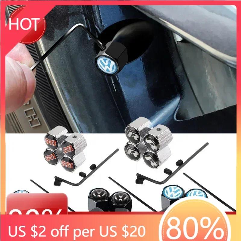 Für VW Neu 4 Stück Diebstahlschutz Auto Rad Reifen Ventilkappen Für Volkswagen Rline GTI Passat Santana Touareg Tiguan Bora Jetta Käfer Sc