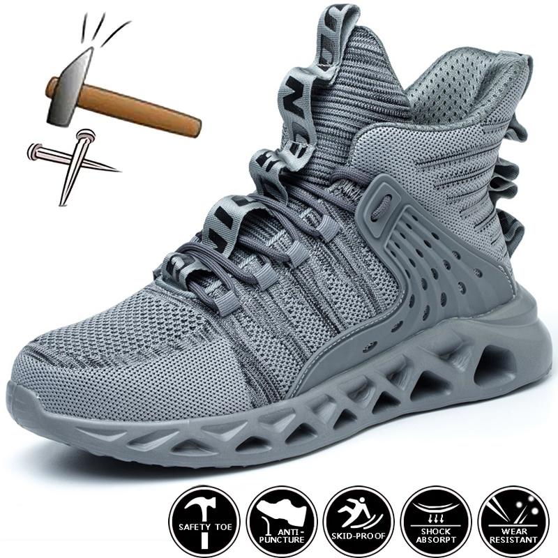 Man Boots Safety Shoes Puncture-Proof Work Shoes Men Lightweight Work Sneakers Steel Toe Shoes Safety Boots Indestructible Shoes