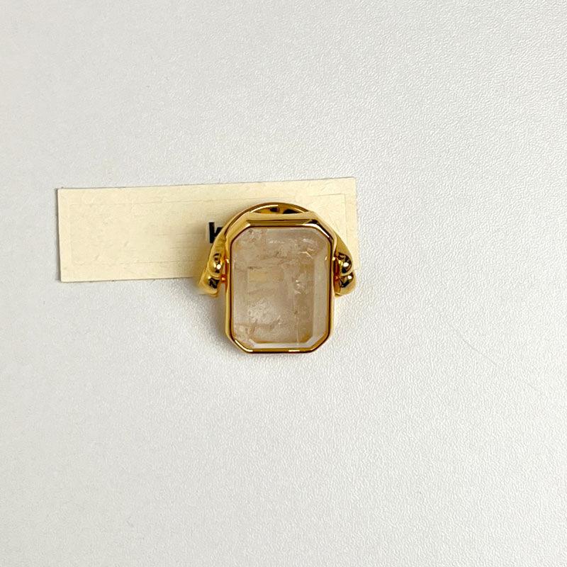 Квадратное кольцо из натурального камня, ощущение высокого класса, простое кольцо с индивидуальностью, нишевое преувеличенное дизайнерское украшение