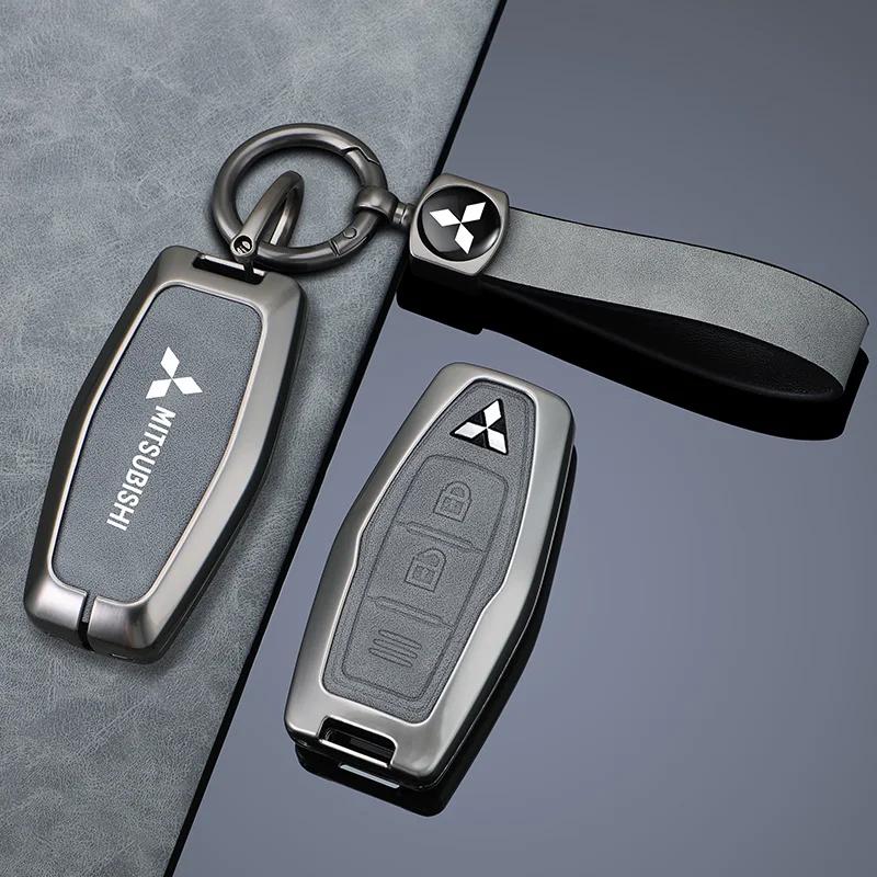 3 4 Tasten Leder Auto Fernbedienung Schlüsselhülle Fob Halter für Mitsubishi Outlander 2023 2022 Auto Smart Key Hülle Abdeckung Zubehör AJ3