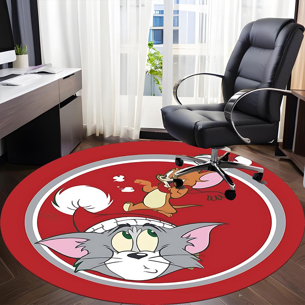 1pc Tom Jerry Office Round Area Rug, Bedroom Living Room Home Decor, Room Deco, Offic a1016084