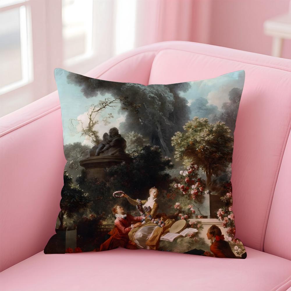 Rococo JJean Honore Fragonard Kissenbezug Kissenhülle Weicher Hautfreundlicher Stoff Komfort Verdeckter Reißverschluss