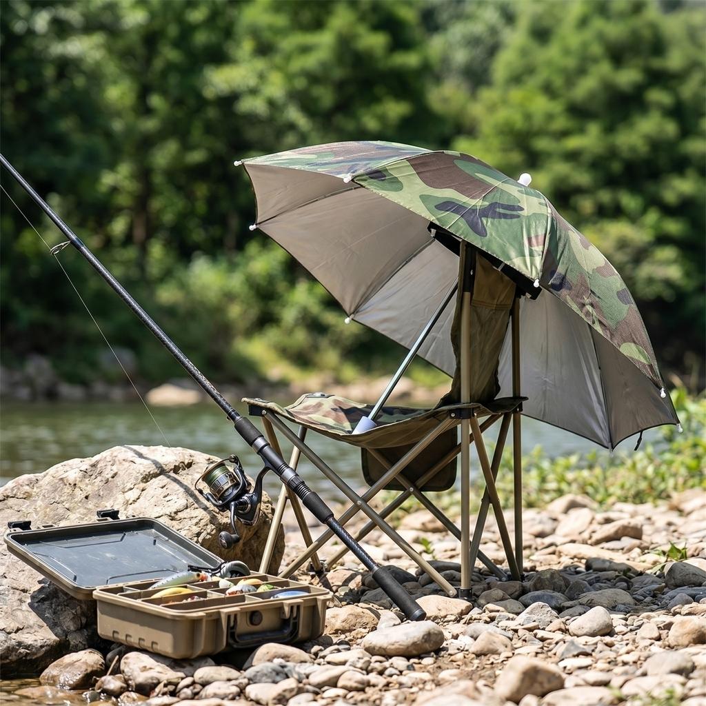Ombrello da Testa a Mani Libere Cappello da Pesca Regolabile Ombrello Esterno Impermeabile Portatile Copertura Protezione Sole Pioggia
