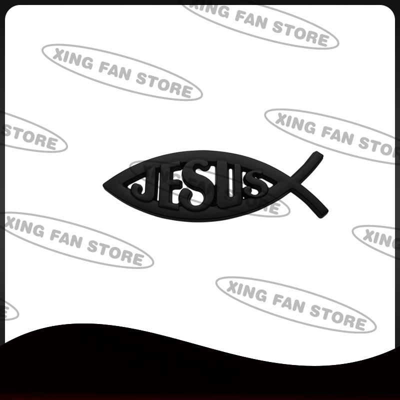 Auto Styling Jesus Fish Symbol Chrome Black Blue Red Emblem Car Rear Trunk Badge Decal Body Sticker For Motorcycle And Truck 1PCS чёрный