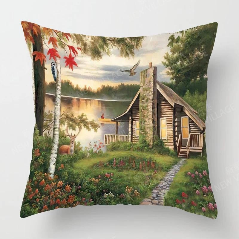 Heim Wohnzimmer Dekoration Kissenbezüge Vintage Ölmalerei Stil Wurfkissenbezug 45*45 Kissenbezug 40x40cm 50x50 45x45