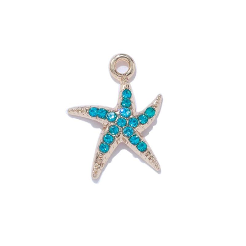 10Pcs Gold Plated Crystal Shell Starfish Charm Pendant For Jewelry Making Bracelet Necklace Diy Accessories Craft Findings