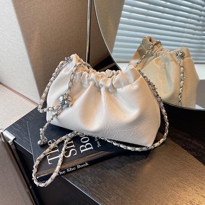 French Niche Pleated Armpit Small Bag Women's 2025 New Fashion Chain Messenger Bag Summer Foreign Gas Bucket Bag