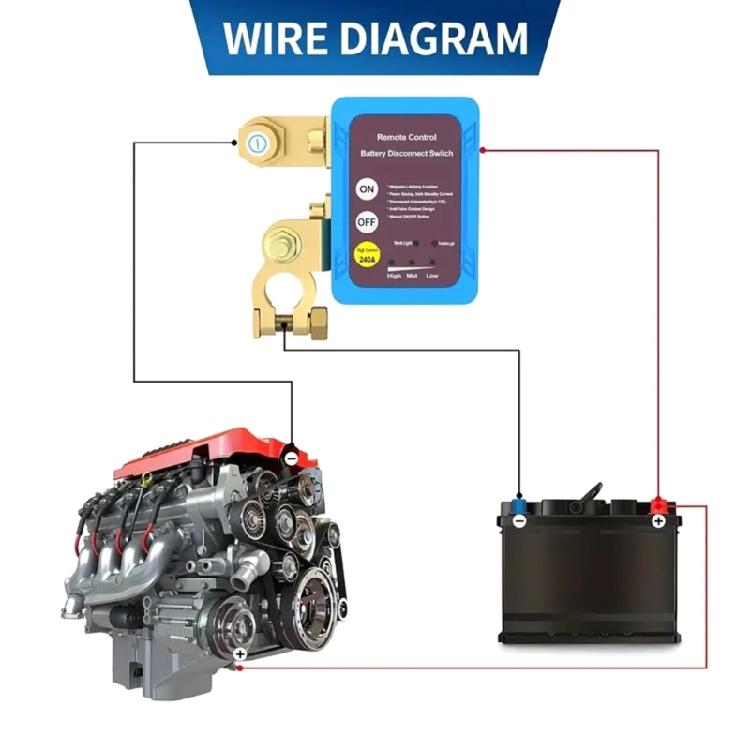 DC12V Remote Battery Disconnect Switch Battery Switch Cut Isolator Switch 240A Automatic Power Shut Switch
