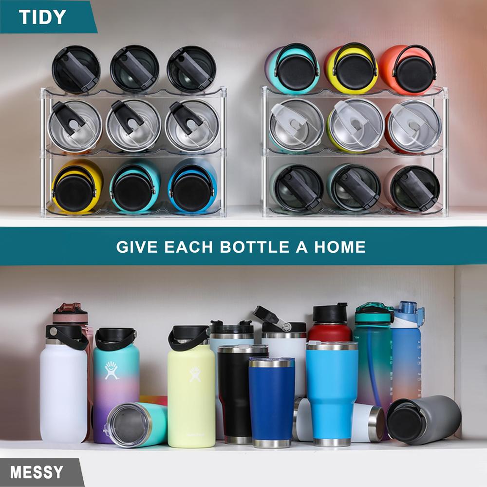 3-stufiger stapelbarer Wasserflaschen-Organizer-Halter für den Schrank, transparentes Weinregal aus Kunststoff, Küchenaufbewahrungshalter für Wein- und Getränkeflaschen