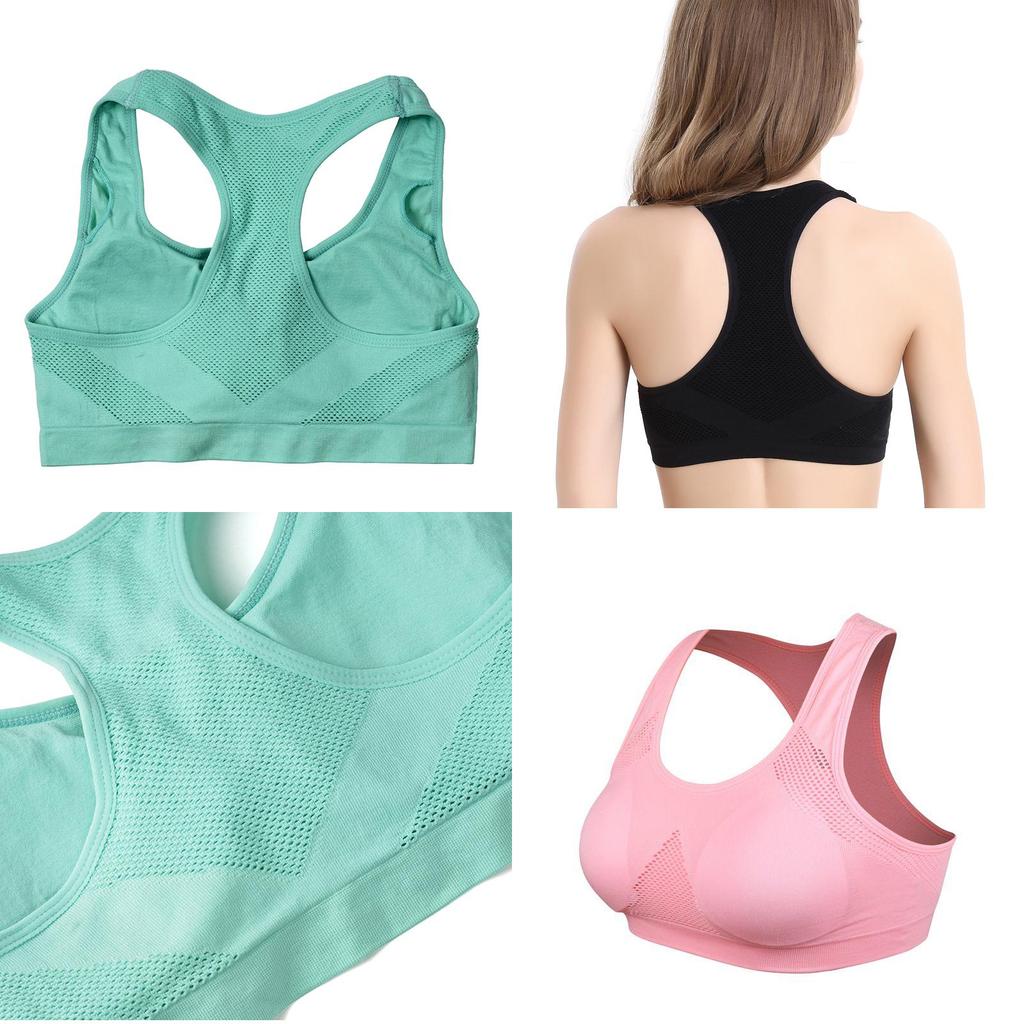 Women Breathable Padded Sports Bra With Hollow Out Design And Pure Color