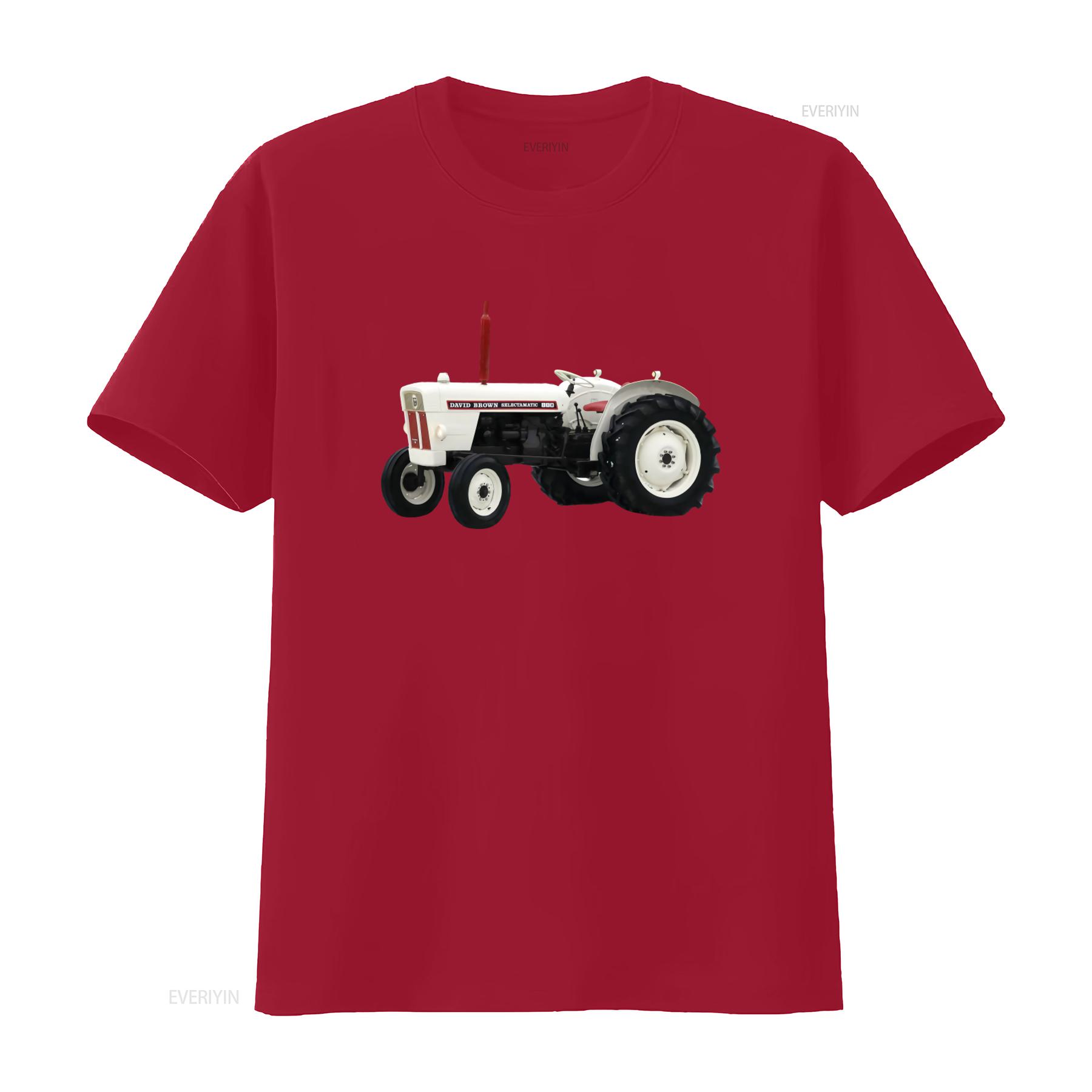 David Brown 880 Selectamatic Tractor Print T shirt for Vintage Farm Machinery vintage Washed Stretched Stylish homme S