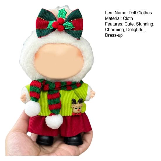 Set Costum Crăciun Haine Păpușă 17cm Haine Moș Crăciun Pălărie Moș Crăciun Rochie Accesorii Costum Drăguț de Carnaval Set pentru Sărbătorile de Crăciun Iarnă Cadouri