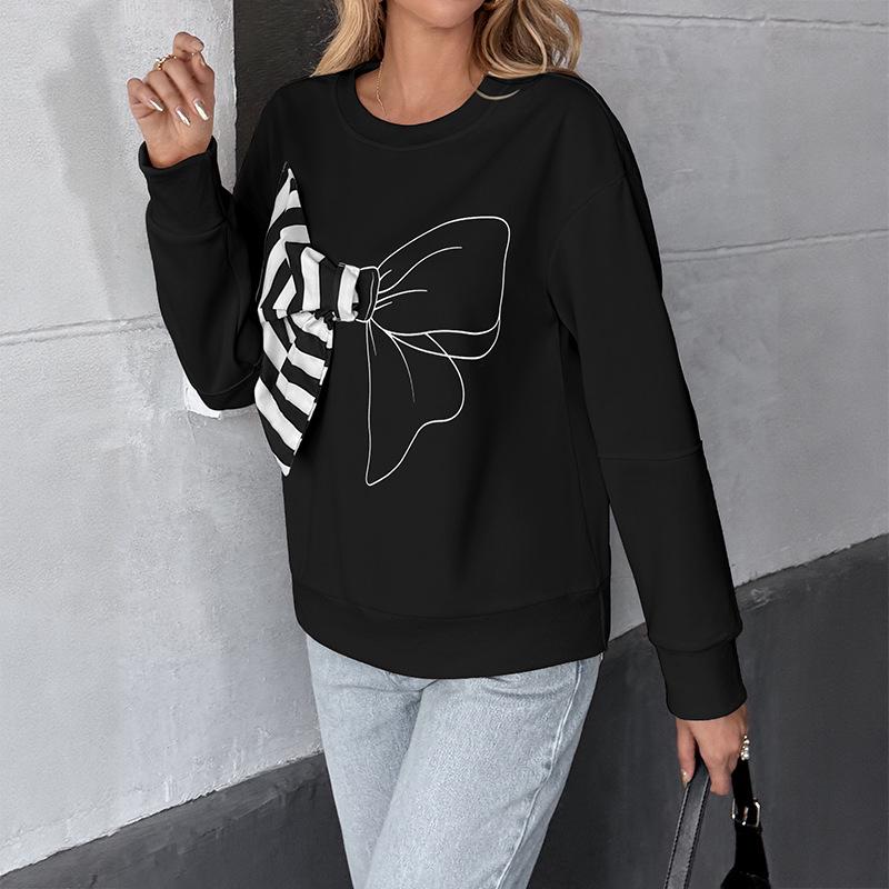Women's Retro Long Sleeve Bowknot Hoodie - Autumn/Winter 2026 Collection