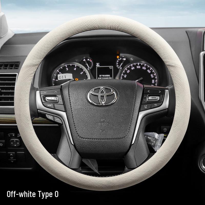 Suede Steering Wheel Cover for Toyota Prado, Camry (6th & 7th Gen), Reiz, Land Cruiser, and Land Cruiser Prado