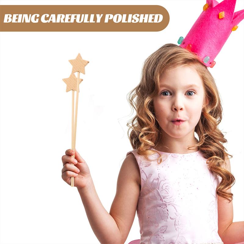 6pcs Unfinished Fairy Wands Wooden Star Wand Fairy Sticks Party Favors Crafts Fairy Stick Girl Art Role Play Party Supplies