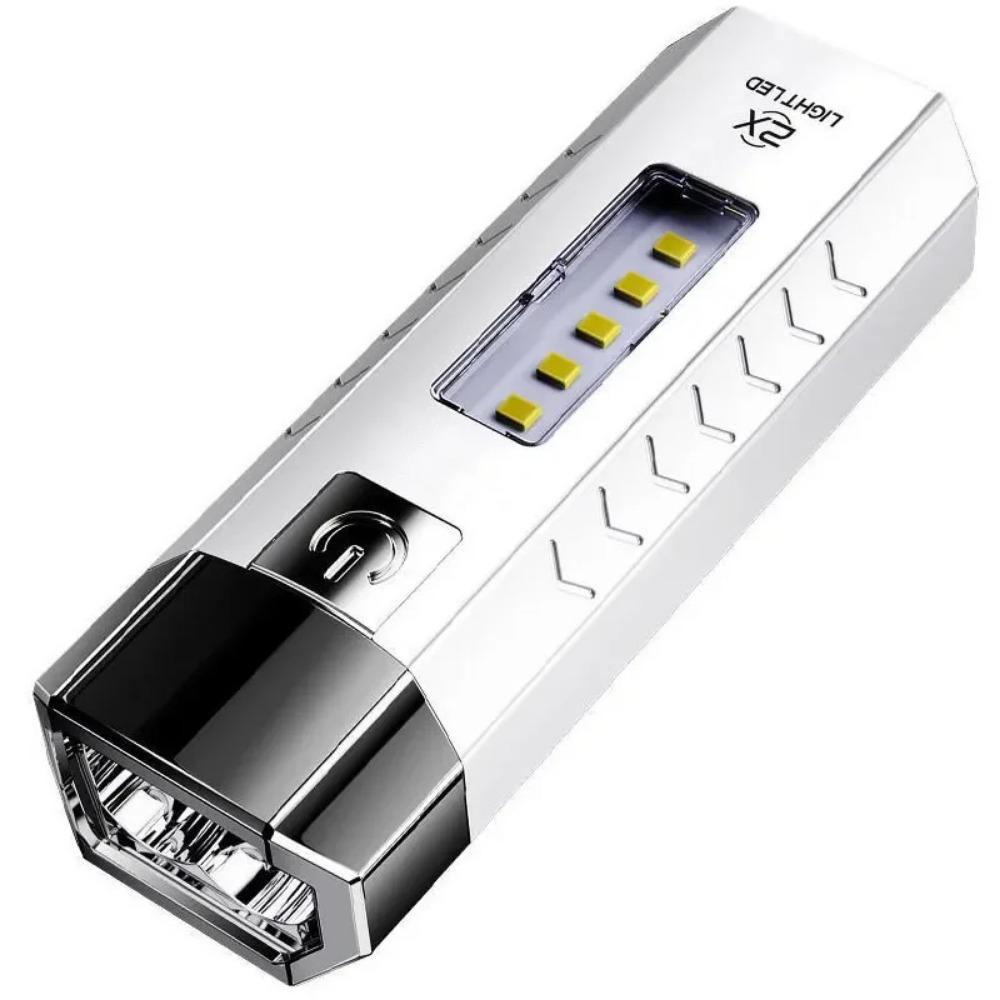 Mini Portable Ultra Bright LED Flashlight Double Light Source USB Rechargeable Outdoor Camping Fishing Lighting Torch