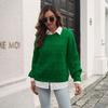 Women Loose Fit Long Sleeve Plaid Knit Sweater Autumn Winter