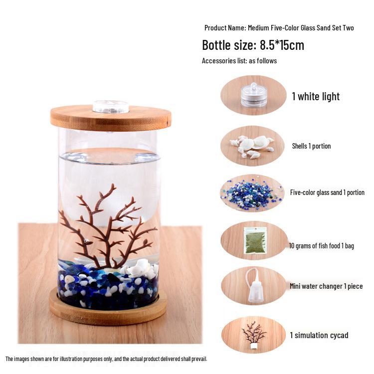 Eco-Friendly Mini Fish Micro-Landscape Aquarium: No-Water-Change Desktop Tank for Betta Fish
