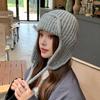 New Knitted Wool Hat Women's Autumn and Winter Warm Ear Protection Flying Hat Solid Color Simple Lei Feng Hat Knitted Hat
