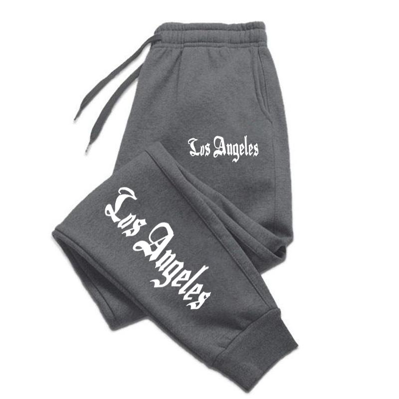 Herbst Damen Sweatpants Los Angeles City Buchstabenprints Hose Locker Lässige Jogginghose Warme Fleece Sportbekleidung Partnerkleidung
