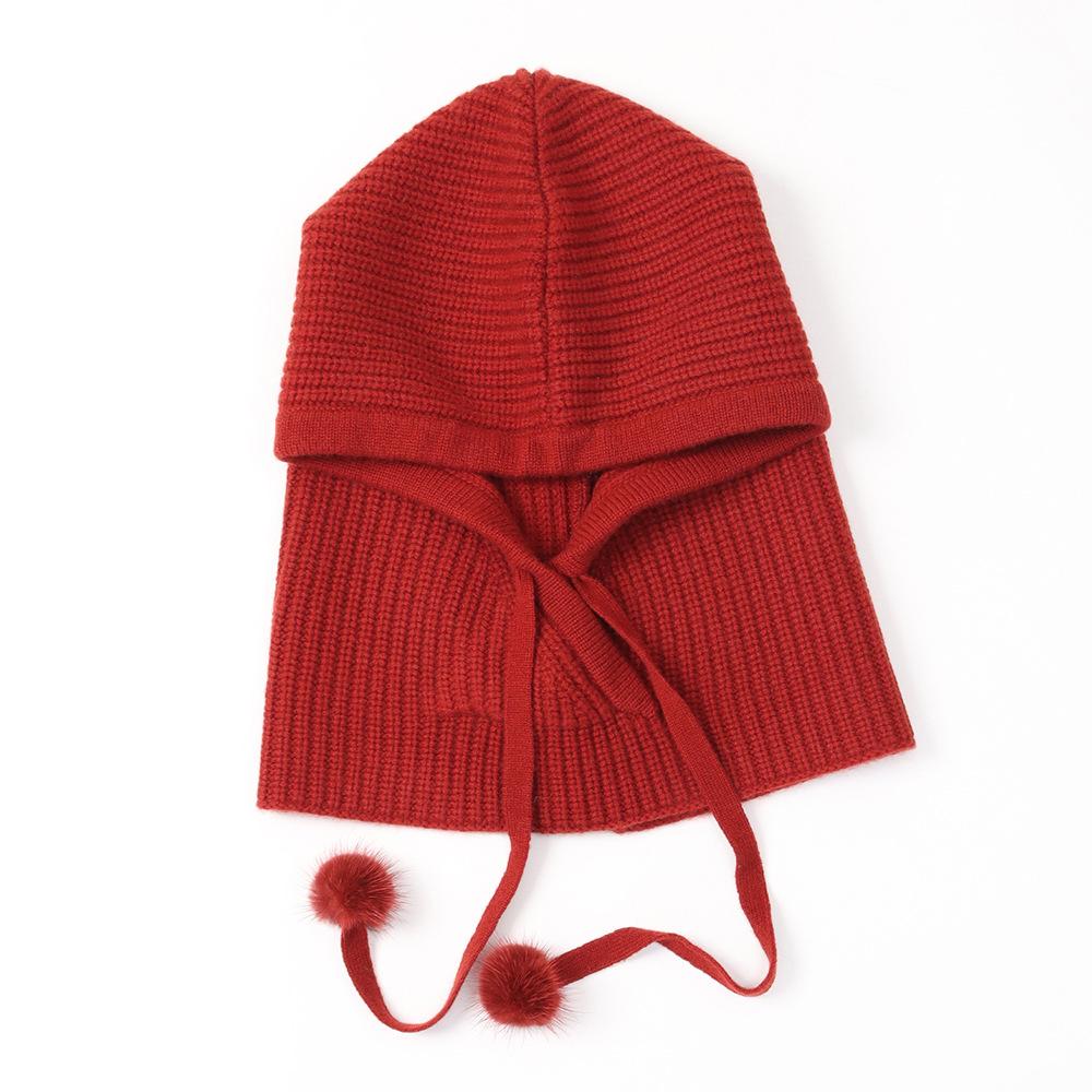 Custom Rib Knitted Inner Mongolian Cashmere Beanie Hat Luxury Fashion Women Winter Warm Cashmere Neck Warmer Hoodie Hat