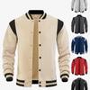 Casual Sports High-Street Fleece-Lined Cardigan Patchwork Stand-Up Collar Aviator Baseball Jacket Men’s Aviator Jacket