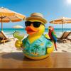 Beach Theme Duck with Parrot Ornament Waterproof Resins Craft Tropics Music Tributes Ornament For Shelf Table Display