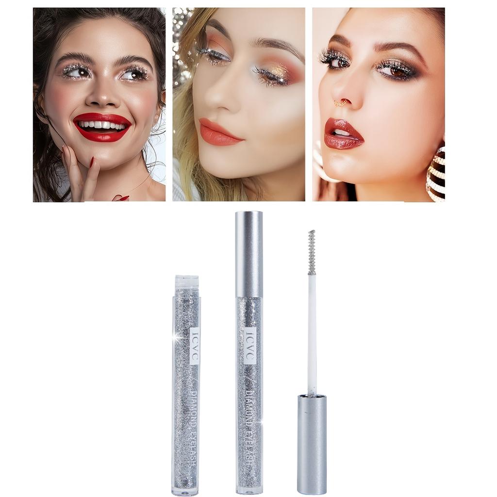 Sparkling Diamond Mascara Sequins Waterproof Glitter Diamond Mascara Shining Galaxy Sequins Sweat Proof Eyelashes Eye Makeup